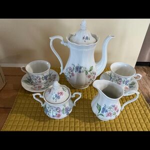 Vintage Walbrzych Poland Floral Porcelain Tea & Coffee Service | 7 pieces